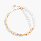 BEACH BABE PAPERCLIP CHAIN AND PEARL BRACELET