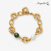 PACIFICA GREEN PEARL LINK BRACELET-200032T