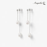 Artificial Gemstone Pearl Drop Earrings - 1-Pair with Laguna Pearl Charm, Jewelry Accessory -400035P
