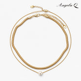 GOLDEN WAVE - LAYERED PEARL NECKLACE