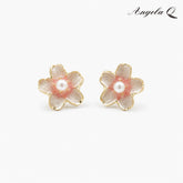ROSE COVE BLUSH PEARL FLOWER STUD EARRINGS-400048N