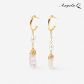 Cubic Zirconia Solana Radiant Baroque Pearl Drop Artificial Gemstone Earrings-400041L