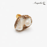 EL MATADOR Pavé CZ, Baroque Shape Pearl Statement Ring-300018N