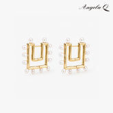 PALOS VERDES PEARL FRAME STUD EARRINGS-400063N