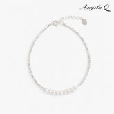 S925 Capri Lapis Pearl Bangle - Unisex Casual Wear Artificial Gemstone Jewelry with Pearl Accents, Model 200006L
