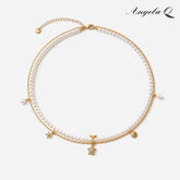 MALIBU CROSS - LAYERED PEARL NECKLACE
