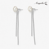 SILVER TIDE - PEARL THREADER EARRINGS