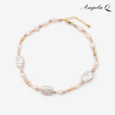 Blush Coast Baroque Pearl Necklace with Artificial Gems-100033L