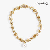 Classic Unisex Laguna Drop Pearl Chain Bracelet - Artificial Gemstone Jewelry Accessory for Casual Wear-200027T