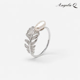 S925 Silver Palm Baroque Pearl Ring with Pearl Accent-300014F