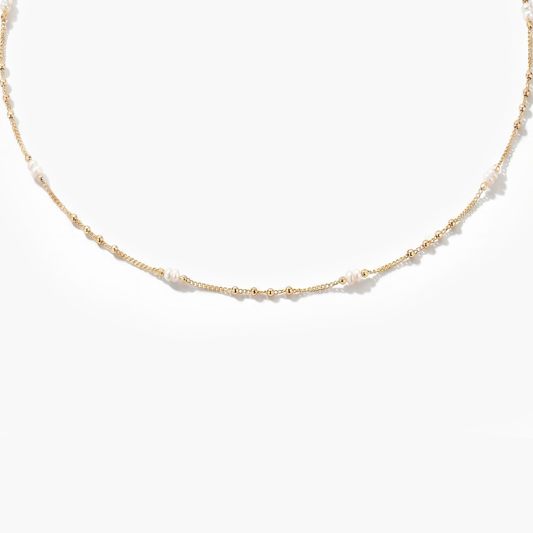 HERMOSA-PEARL AND GOLD BEAD NECKLACE