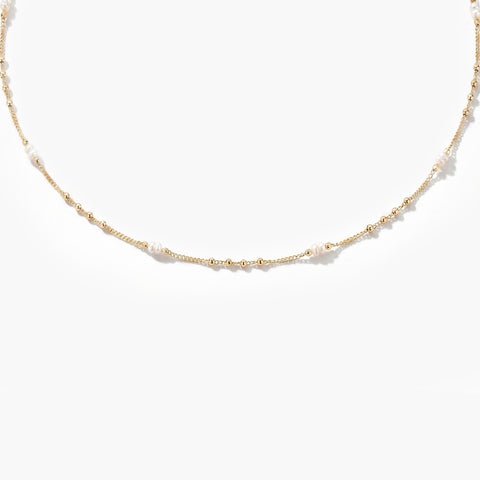 HERMOSA-PEARL AND GOLD BEAD NECKLACE