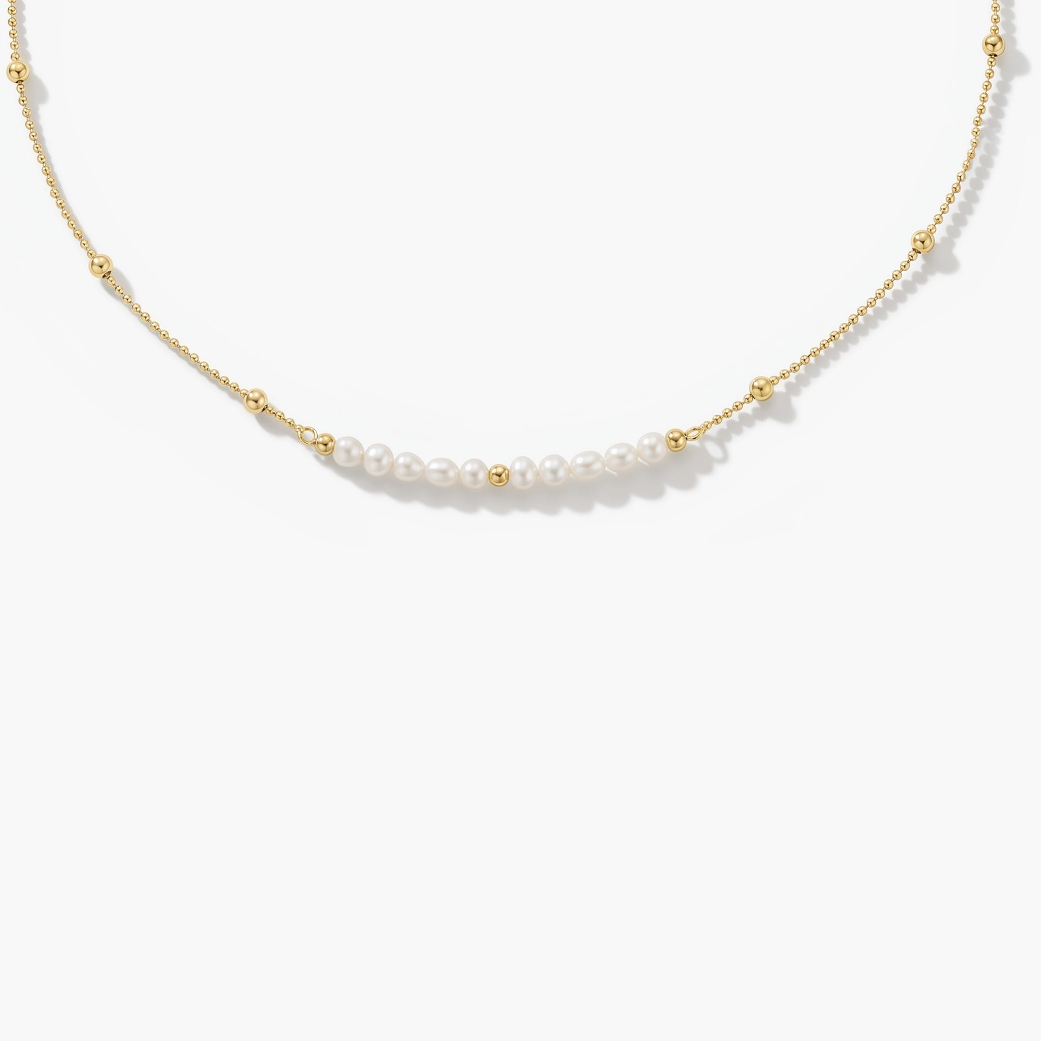 CRYSTAL - PEARL AND GOLD BEAD NECKLACE