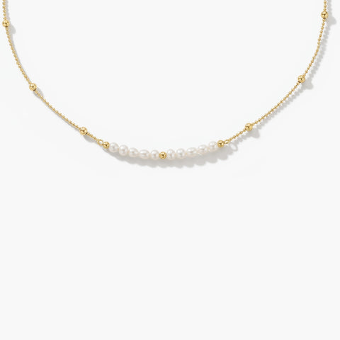 CRYSTAL - PEARL AND GOLD BEAD NECKLACE