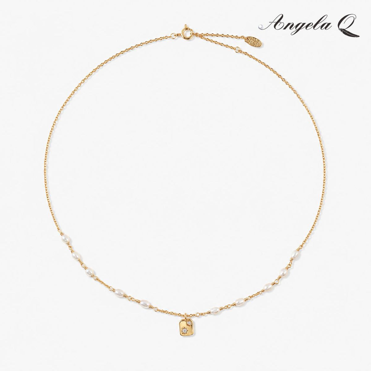 GOLDEN COAST CZ PEARL CHARM NECKLACE-100034T