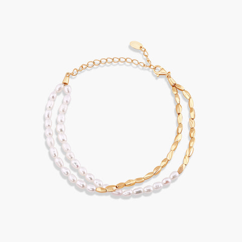 DANI DOUBLE GOLD AND PEARL BRACELET