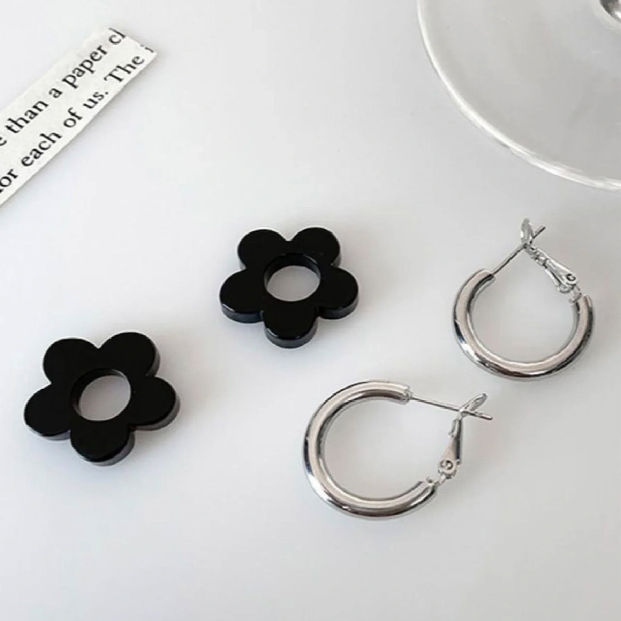 Black Flower Earrings