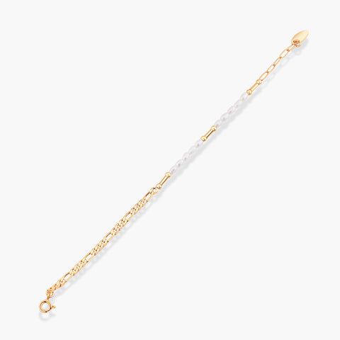 CHARLIE SLIM LINK AND RICE PEARL BRACELET