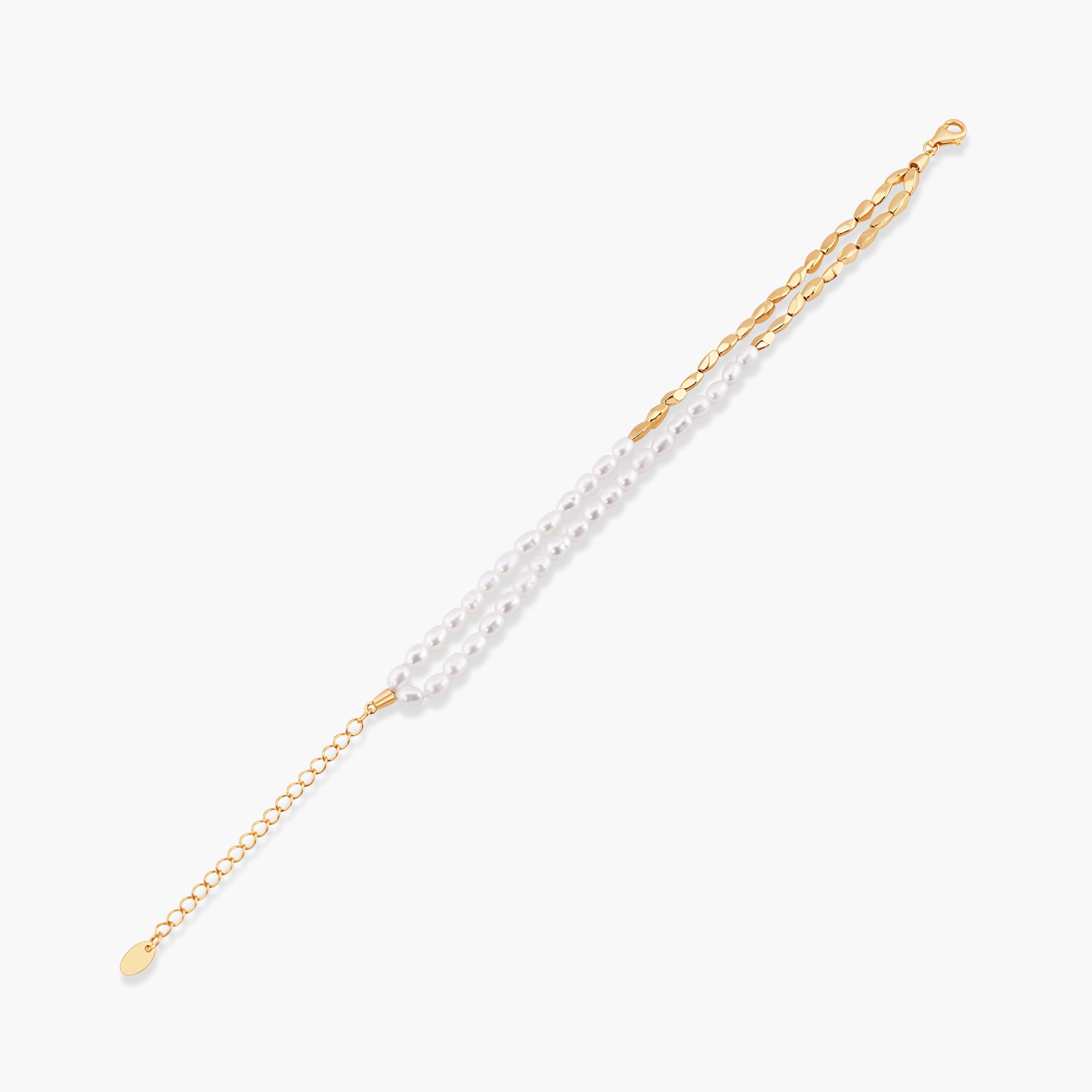 DANI DOUBLE GOLD AND PEARL BRACELET
