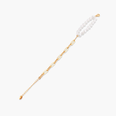 BEACH BABE PAPERCLIP CHAIN AND PEARL BRACELET