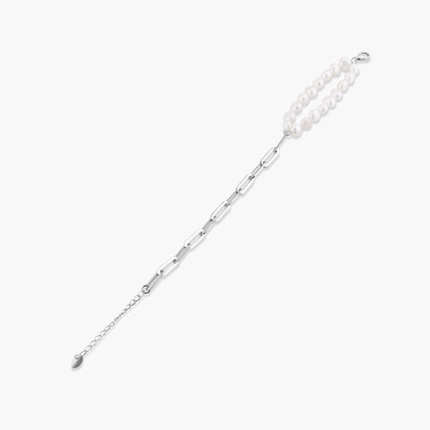 BEACH BABE PAPERCLIP CHAIN AND PEARL BRACELET