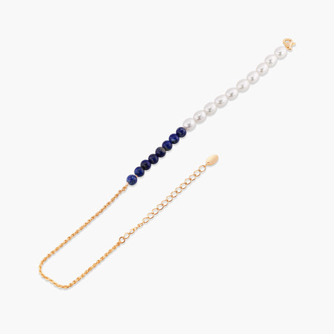 BEACH BABE PEARL& LAPIS LAZULI ANKLET