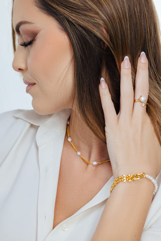 SOLAR ECLIPSE PEARL TWIST RING WITH DIAMOND ACCENT