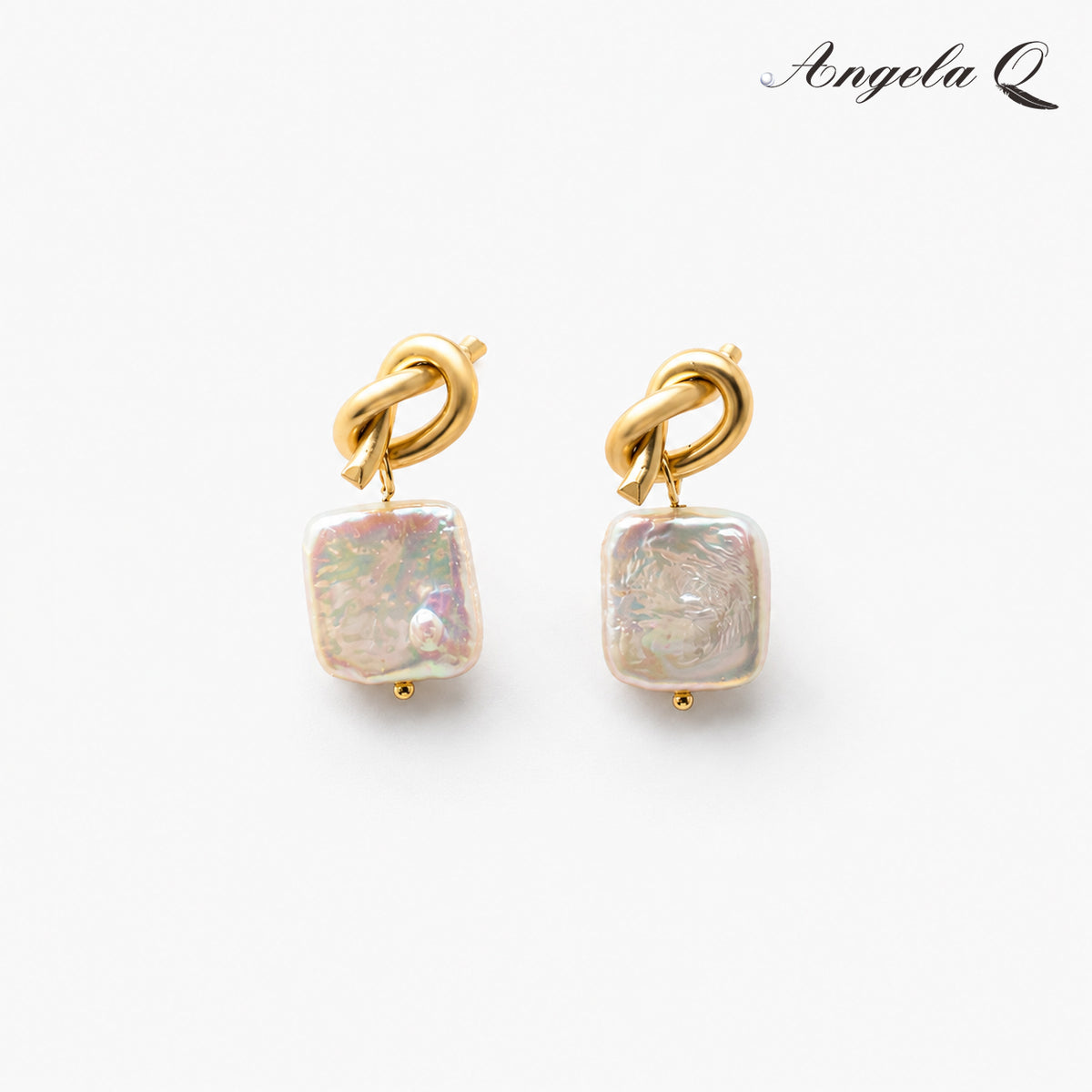 CARMEL PEARL CUSHION DROP EARRINGS-400057P
