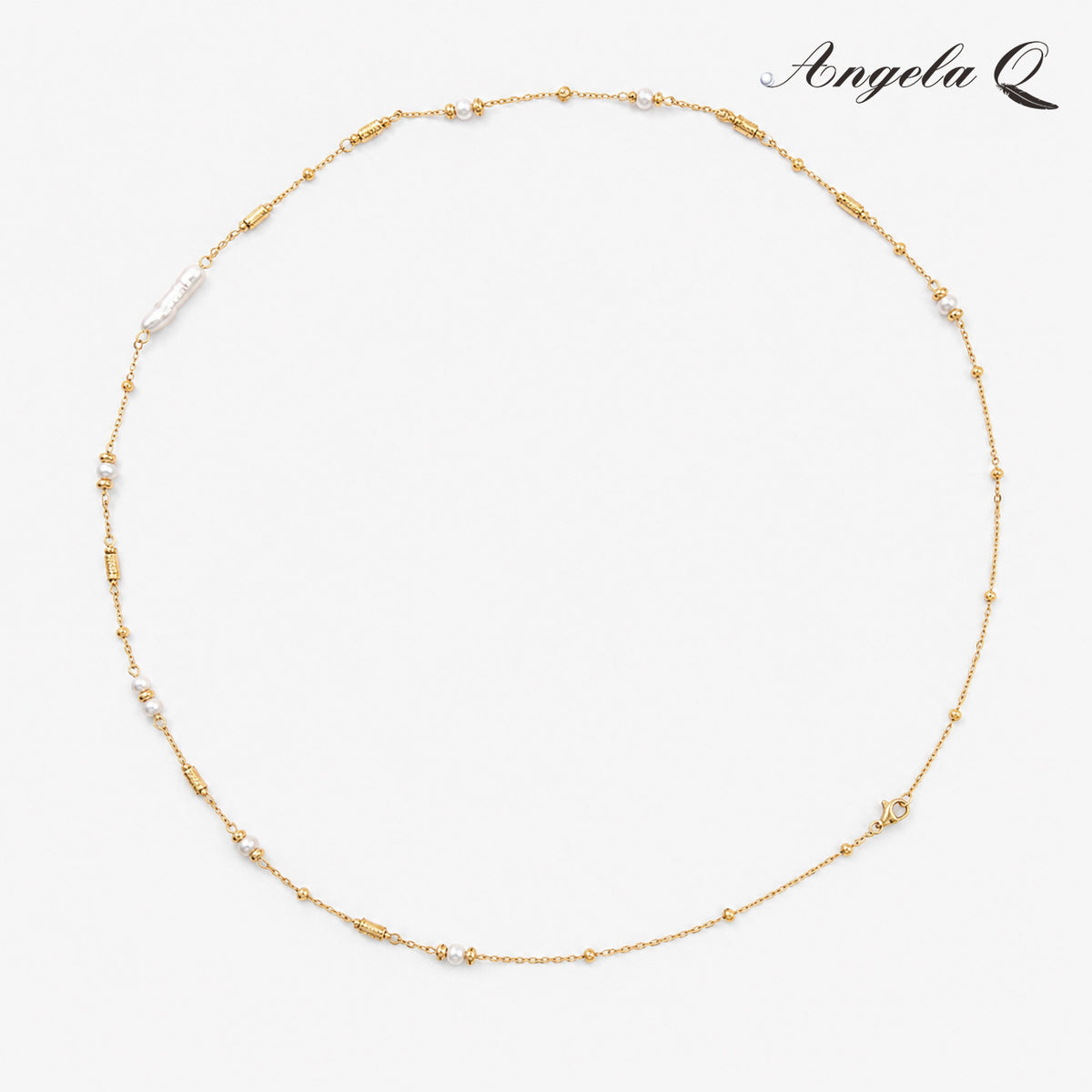 CARMEL DAINTY PEARL STATION NECKLACE-100039T