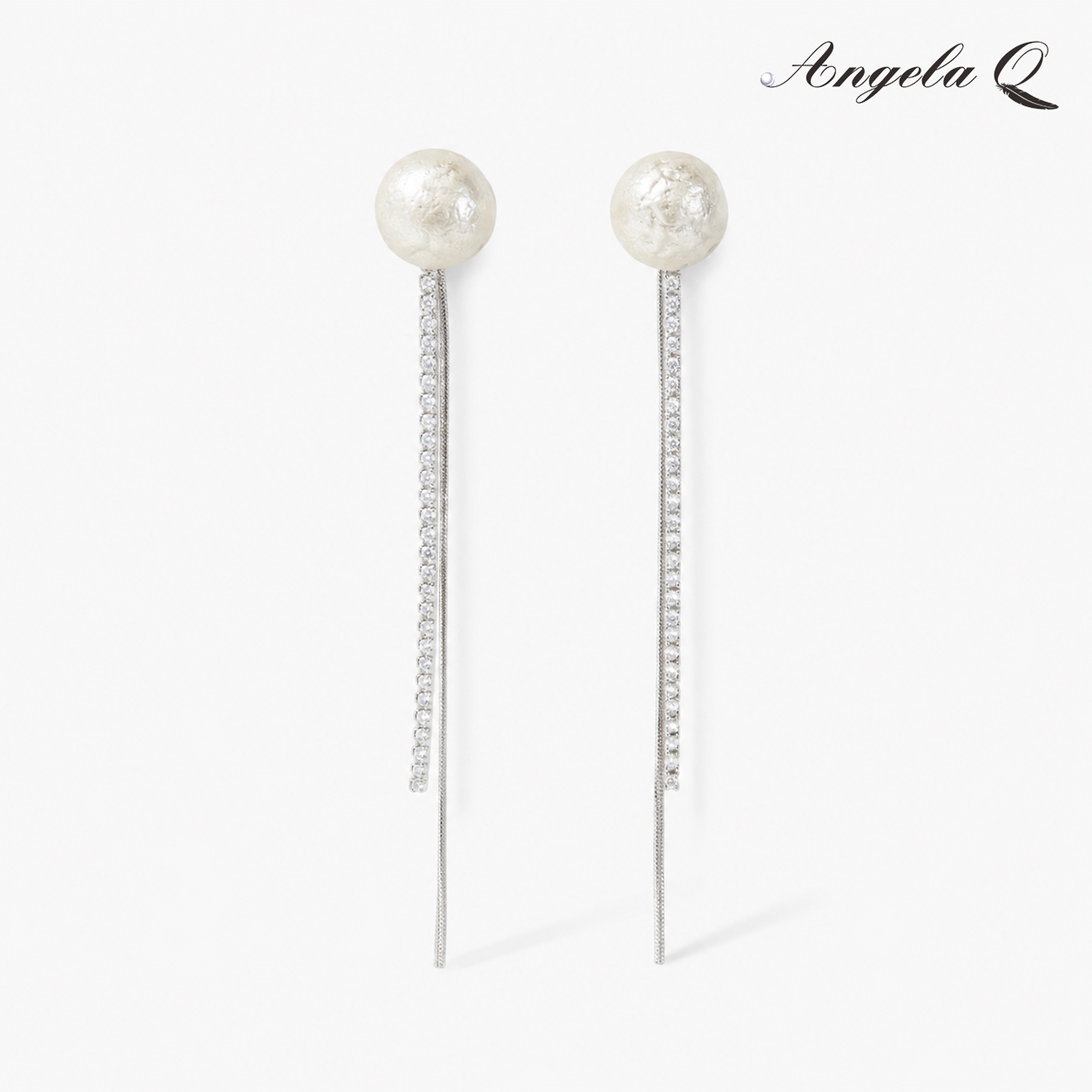 SILVER TIDE - PEARL THREADER EARRINGS