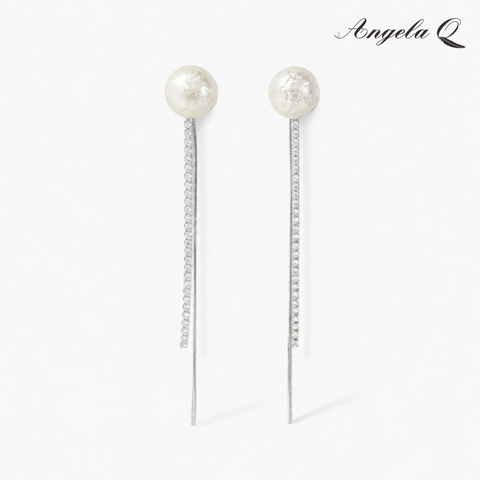 SILVER TIDE - PEARL THREADER EARRINGS