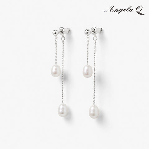 Artificial Gemstone Pearl Drop Earrings - 1-Pair with Laguna Pearl Charm, Jewelry Accessory -400035P