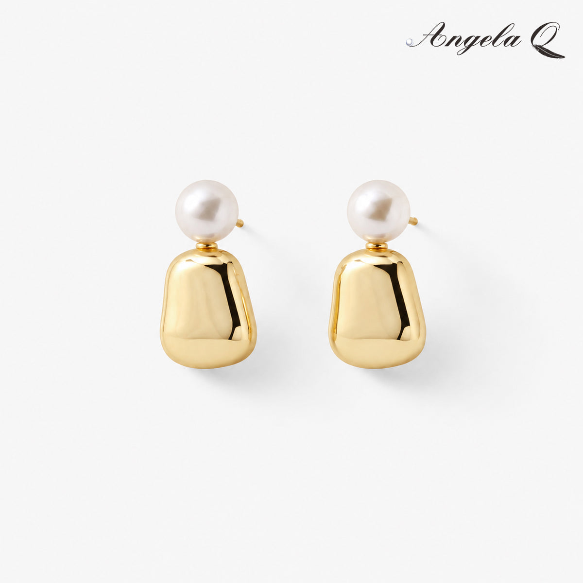 MARINA PEARL GOLD DROP STUD EARRINGS-400065N