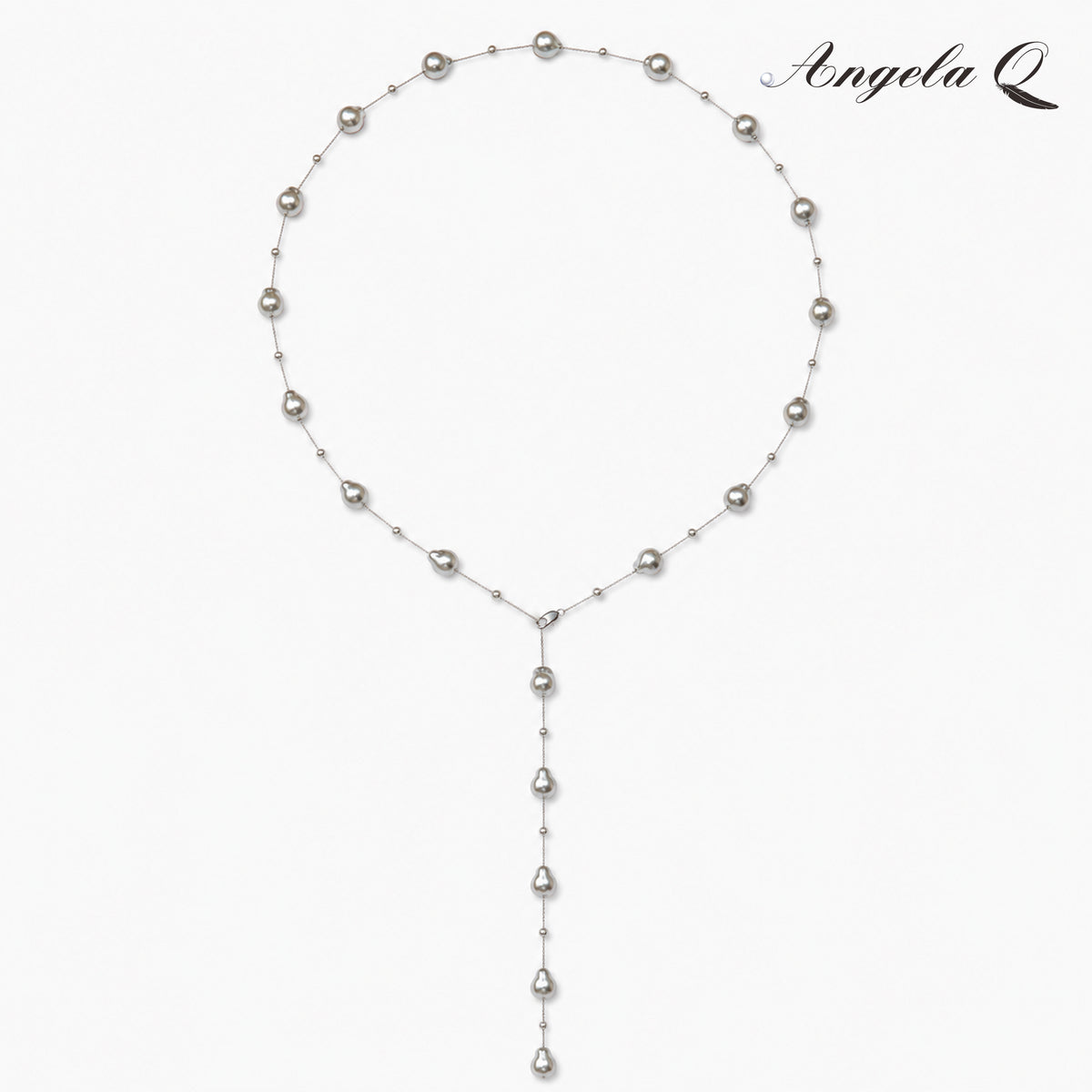 MARINA LONG - PEARL LARIAT NECKLACE