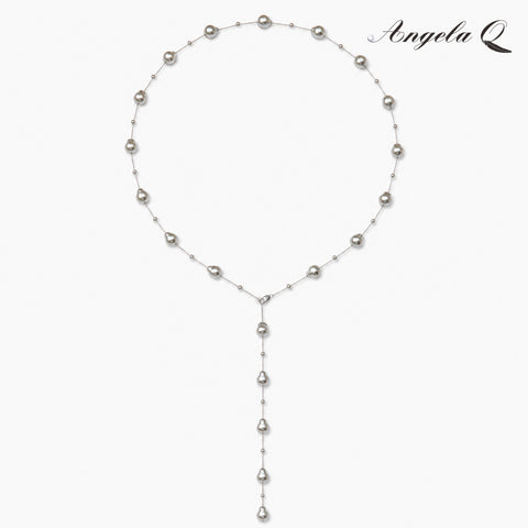 MARINA LONG - PEARL LARIAT NECKLACE