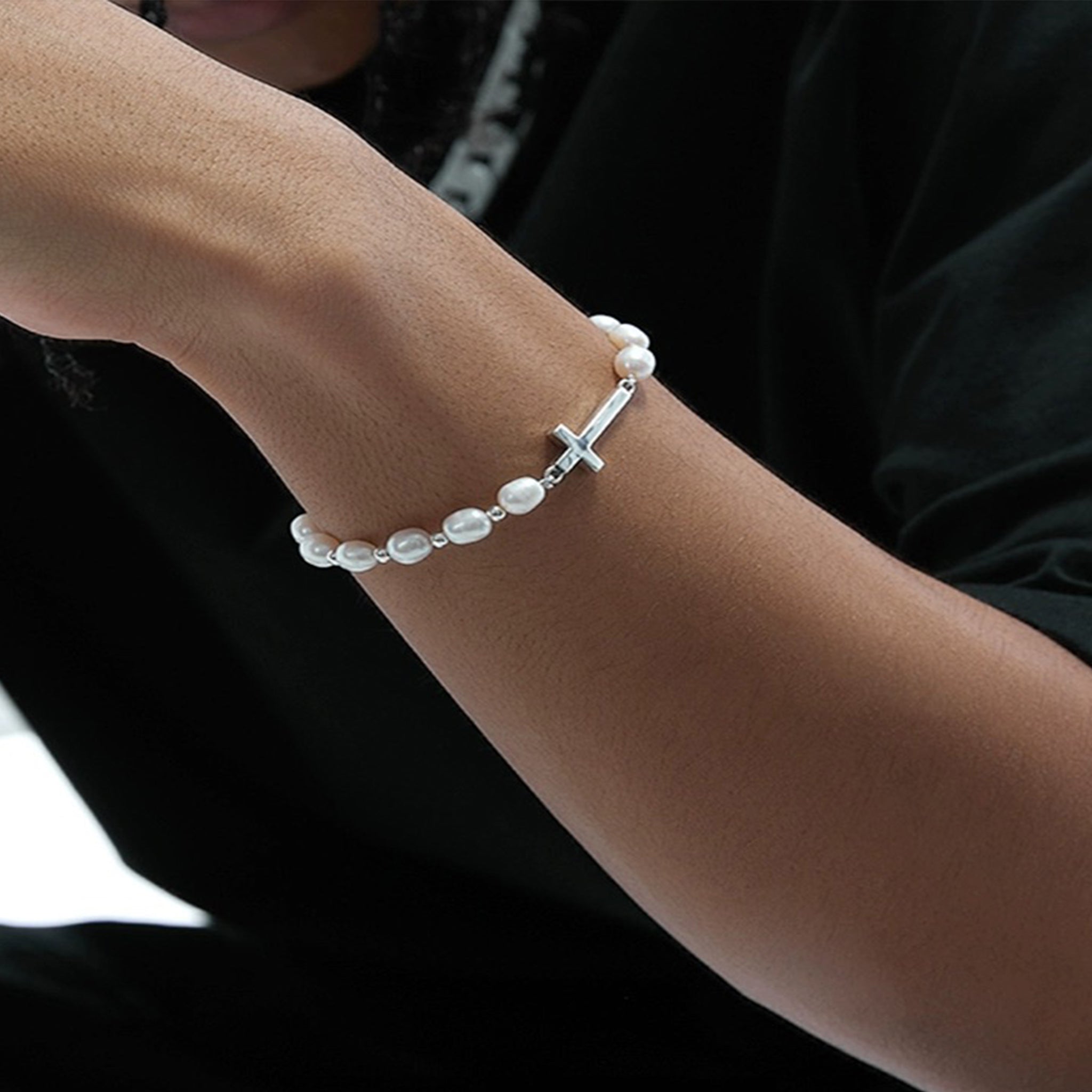 Pearl Cross Bracelet