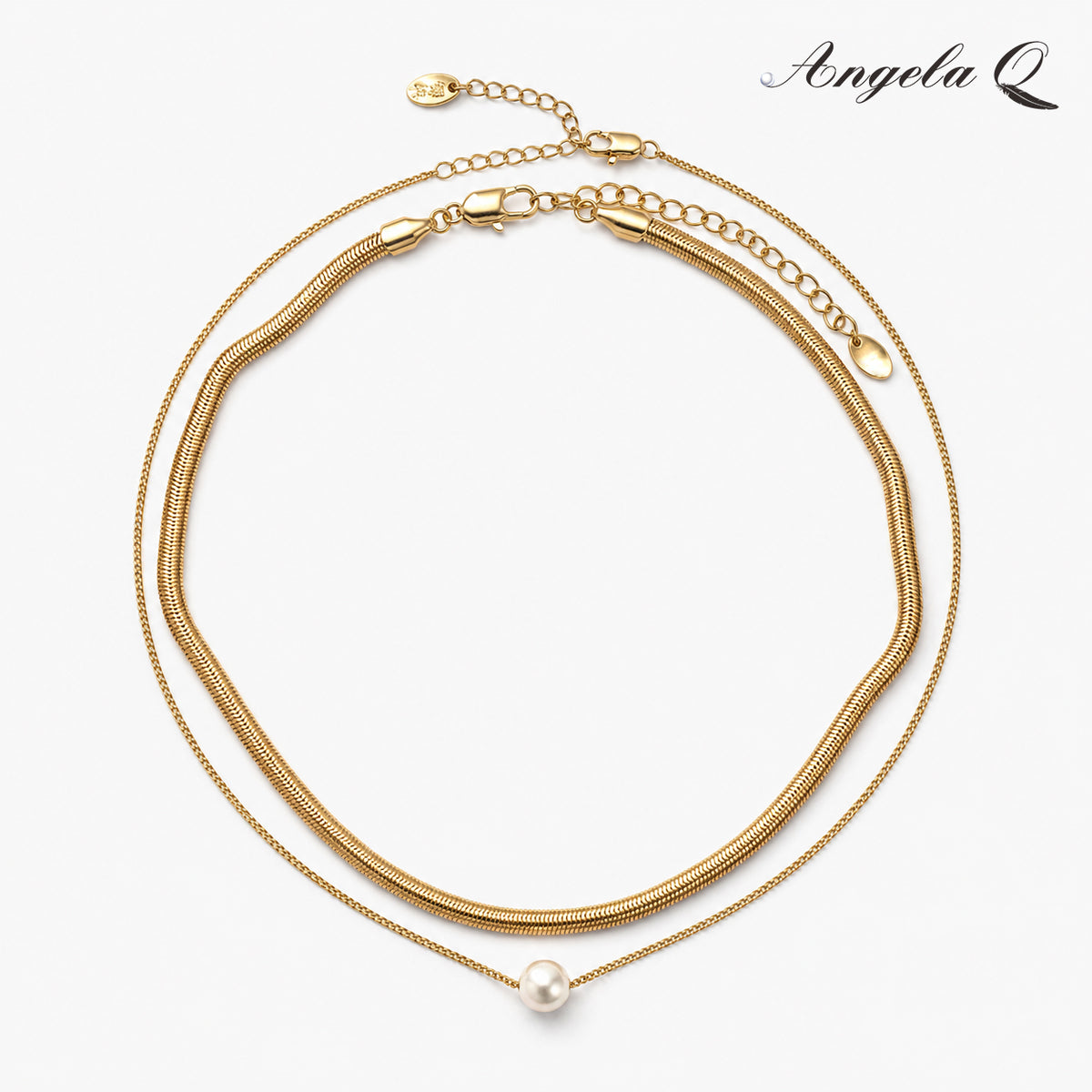 GOLDEN WAVE - LAYERED PEARL NECKLACE