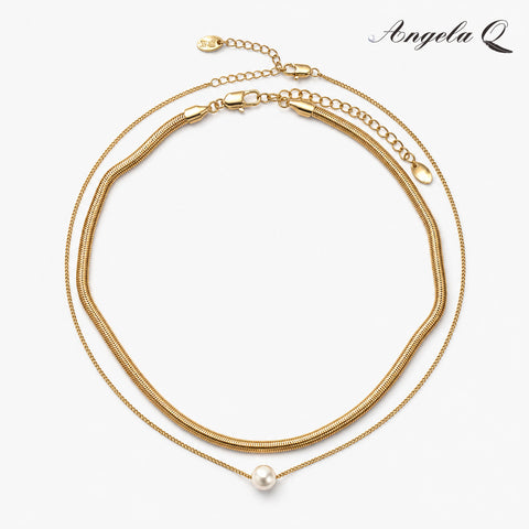 GOLDEN WAVE - LAYERED PEARL NECKLACE