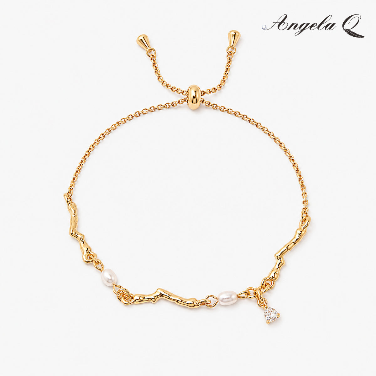 GOLDEN COAST RADIANT CZ PEARL CHARM BRACELET-200041T