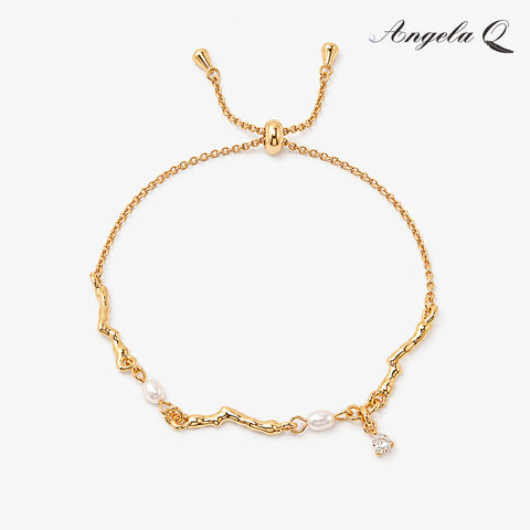 GOLDEN COAST RADIANT CZ PEARL CHARM BRACELET-200041T