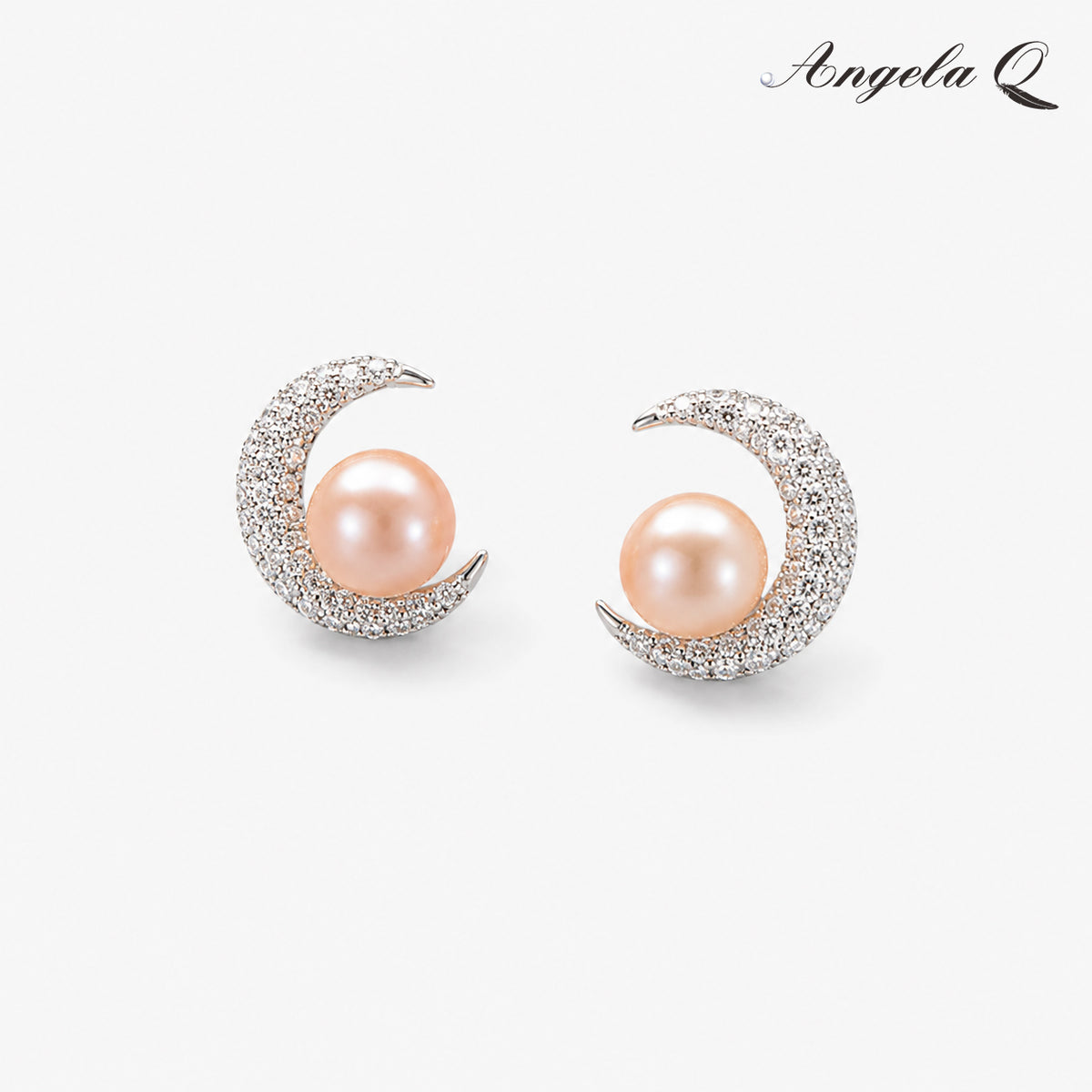 LAGUNA Moon Shape Artificial Gemstone Pearl Stud Earrings, Single Pair - 400028F
