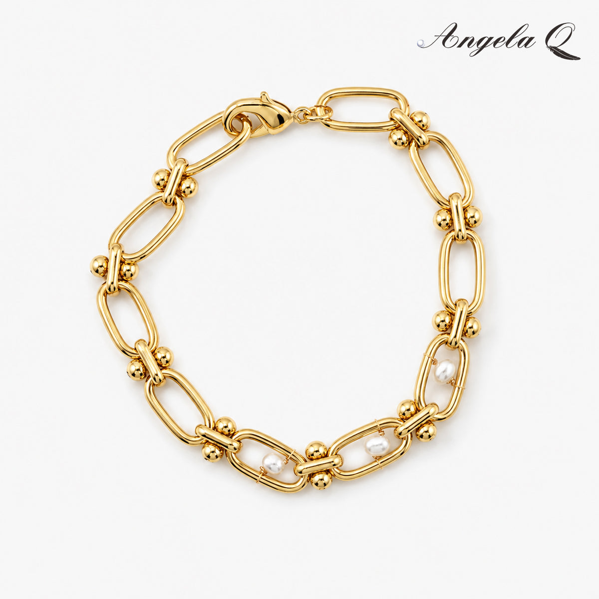 MONTECITO PEARL PAPERCLIP CHAIN BRACELET-200026T