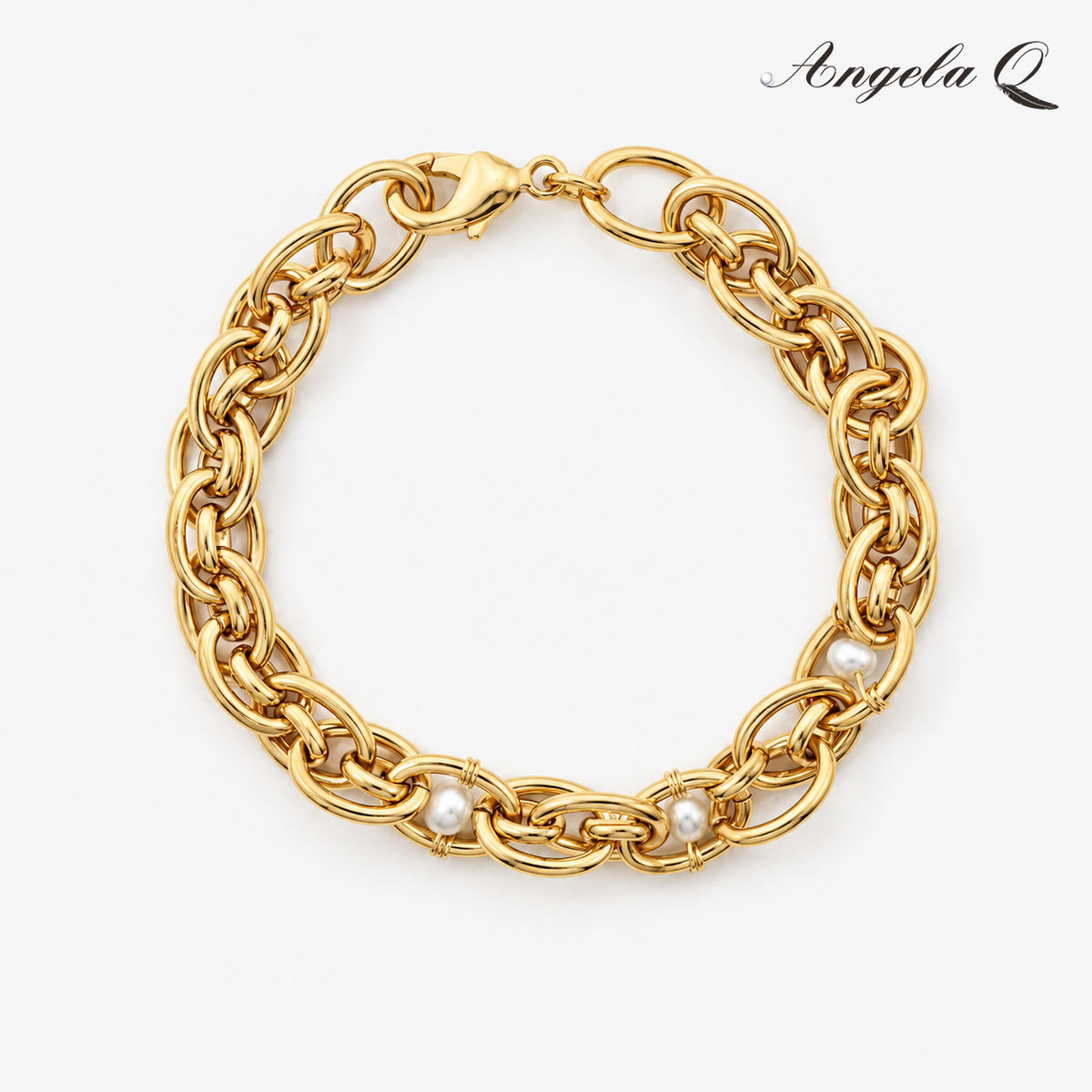 GOLDEN COVE BAROQUE PEARL CHAIN BRACELET-200037T