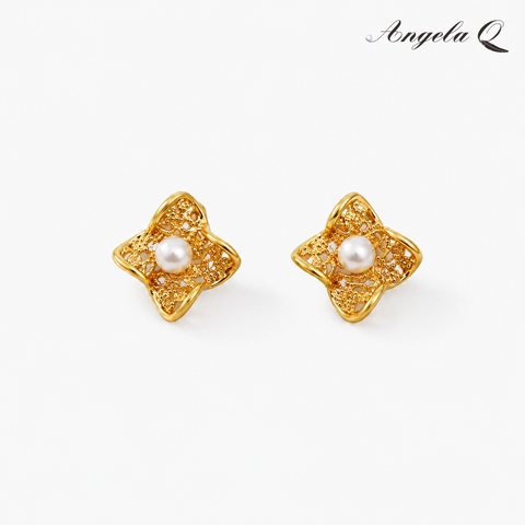 PALISADES - GOLD PEARL STUD EARRINGS