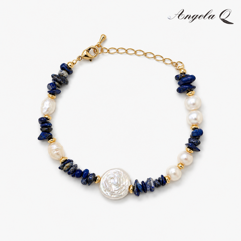 CAPRI - LAPIS AND PEARL BRACELET