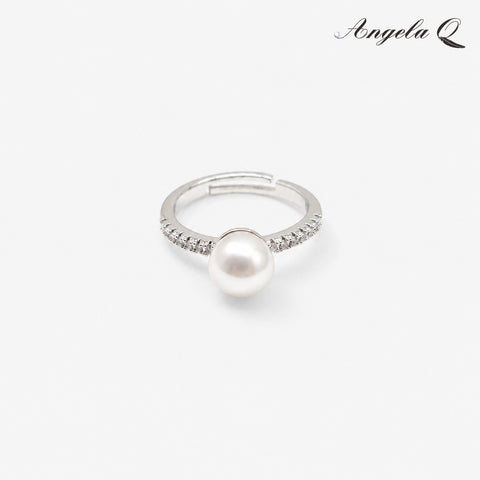 SEACLIFF PEARL PAVÉ SILVER RING-300020P