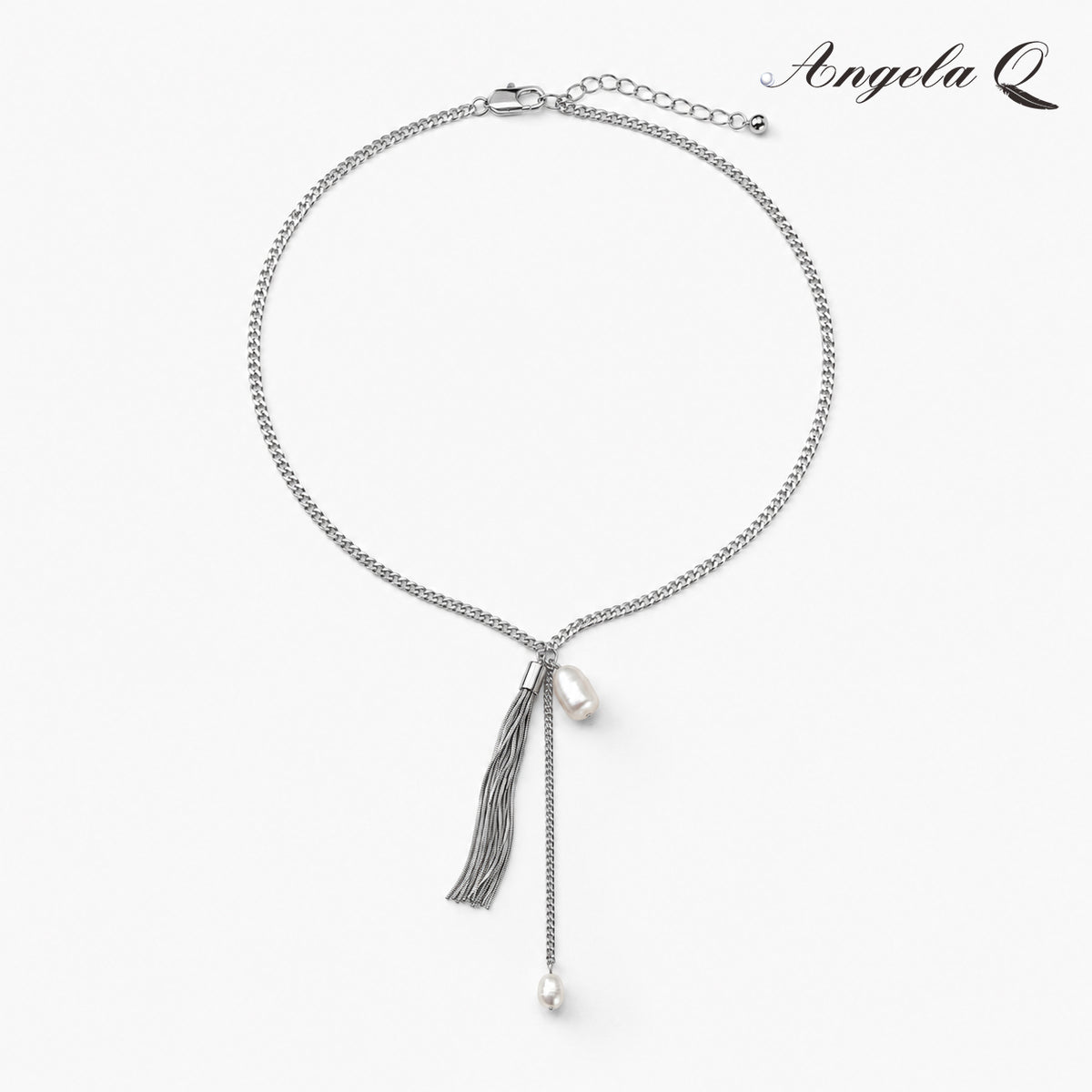 MIRAMAR - FEATHER PEARL DROP NECKLACE