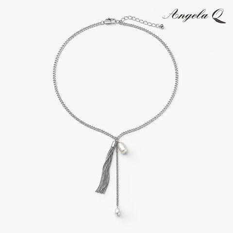MIRAMAR - FEATHER PEARL DROP NECKLACE