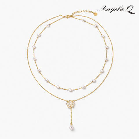 CAPRI - LAYERED PEARL DROP NECKLACE