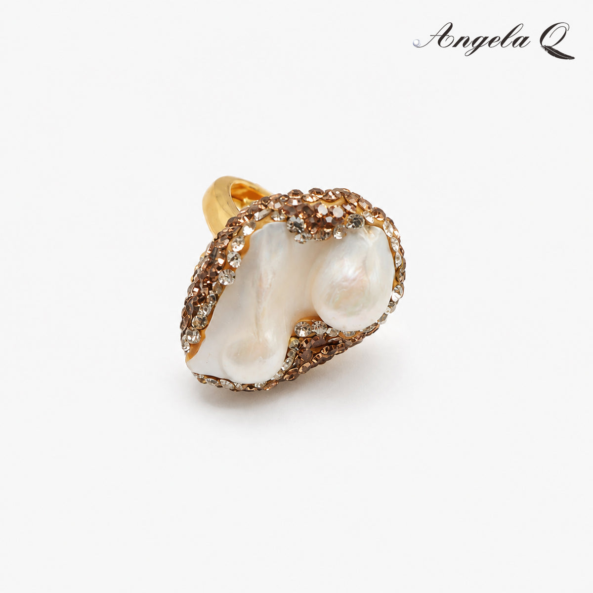 EL MATADOR Pavé CZ, Baroque Shape Pearl Statement Ring-300018N